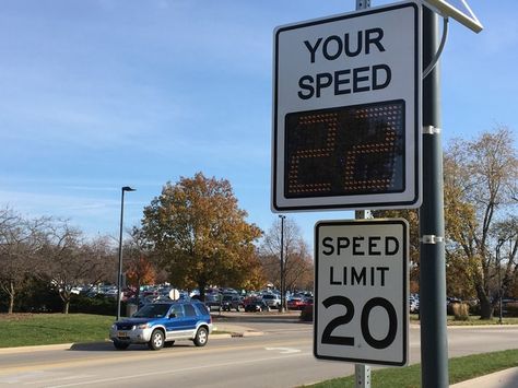 New radar speed signs put up to slow down campus Speed Radar, Speed Limit, Road Signs, Slow Down, Highway Signs, Signs