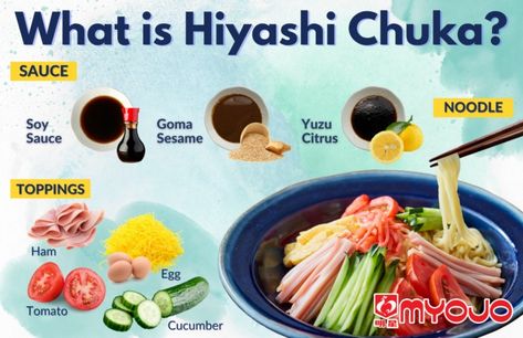 Hiyashi Chuka (Cold Ramen), a Refreshing Ramen for Summer - Myojo USA Summer Ramen, Hiyashi Chuka, Cold Ramen, Eating Ramen, Cold Summer, Summer Vacations, Hot Soup, Asian Style, I Love Food