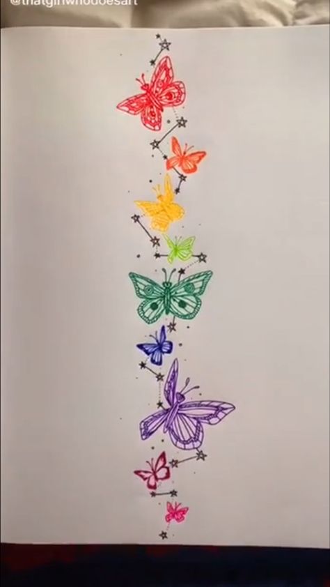 Rainbow Butterfly Tattoo, Pixie Tattoo, Rainbow Tattoos, Meaningful Tattoo Quotes, Rainbow Butterflies, Butterfly Tattoos For Women, Spine Tattoos For Women, Tattoos For Black Skin, Cute Tattoos For Women