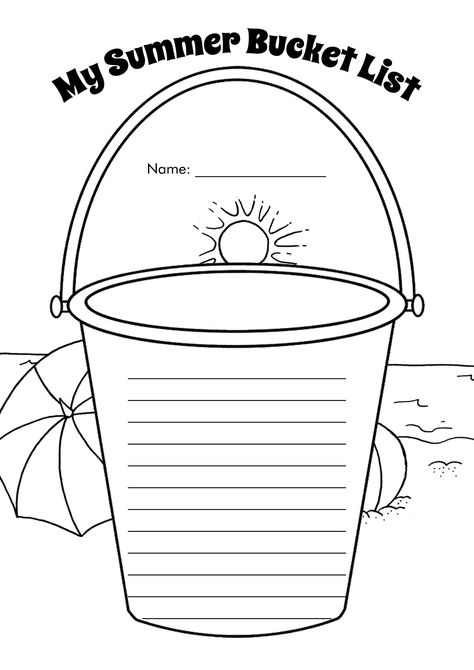 Summer Bucket List Craft For Kids, Summer Bucket List Coloring Page, Summer Bucket List Printable Free, Summer Bucket List Worksheet, Bucket Template, Summer Bucket List Template, Summer Bucket List 2024, Summer Bucket List Writing, 16 Bucket List