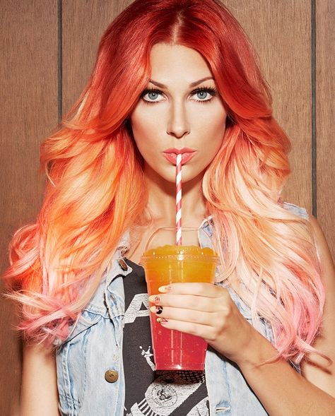 Bonnie Mckee's Hair. Im so in love with this! ♥ Grey Balayage, Color Durazno, Cheveux Oranges, Best Ombre Hair, Ombre Hair Color, Orange Hair, Hair Envy, Grunge Hair, Crazy Hair