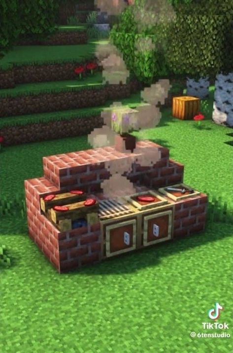 Minecraft Back Porch Ideas, Minecraft Cow Pen Design, Outdoor Patio Ideas Minecraft, Minecraft Diving Board, Cute Couple Minecraft Houses, Minecraft Dog Bowl, Lighting In Minecraft, Minecraft Cute Outdoor Decor, Bookshelf Minecraft Ideas