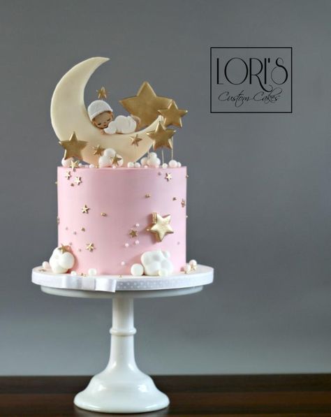 Twinkle Twinkle... by Lori Mahoney (Lori's Custom Cakes) Amazing Baby Shower Cakes, Torturi Baby Shower, Pink Baby Shower Cake, Idee Babyshower, Baby Shower Cakes Girl, Twinkle Twinkle Baby Shower, Shower Desserts, Baby Birthday Cakes