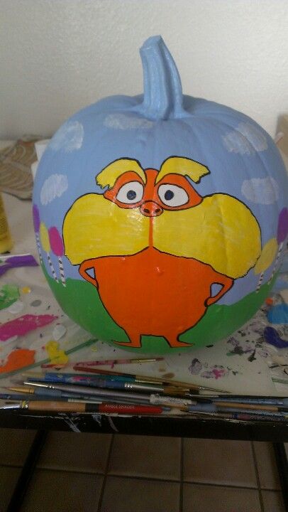 Pumpkin the lorax painted pumpkin Halloween, DIY halloween crafts, painted pumpkin, holiday crafts, Lorax Pumpkin Painting, The Lorax Pumpkin, Lorax Pumpkin, Pumpkin Challenge, Pumpkins Painting, Fall Pumpkins Painting, Diy Halloween Crafts, Creative Pumpkin Painting, Spongebob Drawings