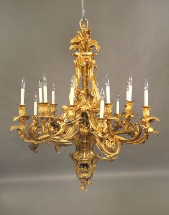 A Magnificent and Palatial Late 19th/Early 20th Century Gilt Bronze Fifteen Light Chandelier  After the Famous 18th Century Model by Jacques Caffiéri Baccarat Chandelier, Perimeter Lighting, Bronze Furniture, Bronze Chandelier, Antique Chandelier, Beautiful Chandelier, Custom Made Furniture, Chandelier For Sale, Antique Lighting