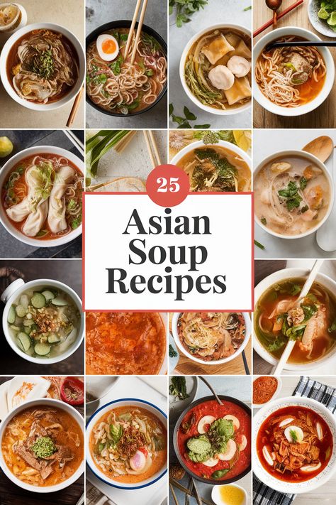 Indulge in the vibrant flavors and soothing warmth of these 25 Asian soup recipes. Explore a world of ramen, pho, tom yum, and more, each bursting with authentic ingredients and comforting broths. Perfect for a cozy night in or a healthy meal on the go, these Asian soups will leave you feeling satisfied and happy. Asian Broth Soup Recipes, Asian Vegetable Soup Recipes, Simple Asian Soup, Korean Broth Recipes, Asian Breakfast Soup, Soon Tofu Soup Recipe, Healthy Korean Soup Recipes, Hondashi Soup, Interesting Soup Recipes