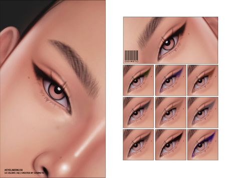 Sims 4 Makeup, Mod Makeup, Christmas Eyeshadow, Sims 4 Cc Eyes, Natural Eyeliner, The Sims 4 Skin, Makeup Cc, Sims 4 Cc Makeup, Sims 4 Cc Folder