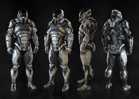 Hyperguardian Armor from Mass Effect: Andromeda Mass Effect Armor, Mass Effect Andromeda, Sci Fi Armor, Sci Fi Clothing, Futuristic Armor, Futuristic Armour, Combat Armor, Sci-fi Armor, Future Soldier