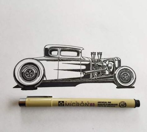 Cars Sketching, Classic Car Drawing, Dragster Car, Stephen King Film, Inktober Prompts, Car Drawing Pencil, Vintage Hot Rod, Cool Car Drawings, Sketching Drawing