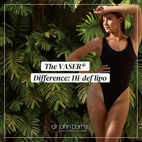 Woman  with a slim figure in a black one-piece swimsuit amidst palm trees; the VASER® Difference: Hi Def-lipo by Dr. John Burns Vaser Lipo Before And After, Laser Lipo Benefits, Lipo Recovery Tips, Lipo 360 After Care, Lipo Before And After, Vaser Lipo, Lipo Suction Tummy Tucks, Lipo Suction, Plastic Surgery Procedures