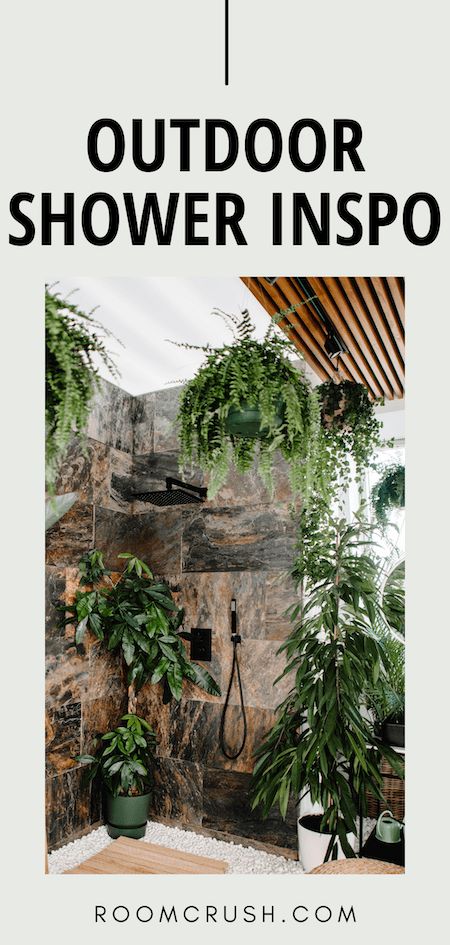 Outdoor Shower Ideas Backyards, Outside Shower Ideas, Outdoor Shower Inspiration, Diy Outdoor Shower Ideas, Outdoor Shower Ideas, Wall Climbing Plants, Affordable Landscaping, Outside Showers, Outdoor Shower Enclosure