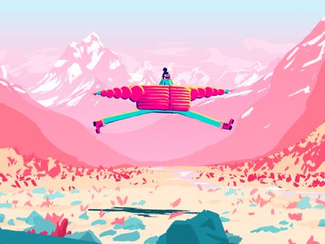 Parallax Motion Graphic, Parallax Animation Gif, 2.5d Animation, Parallax Effect Animation, Vfx Motion Graphics, Parallax Animation, Walk Cycle, Nepal Illustration, Squash And Stretch Animation Gif