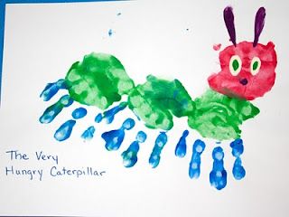 Hand Print Art, Footprint Crafts, Story Activities, Spring Craft, Handprint Craft, Handprint Crafts, The Very Hungry Caterpillar, Daycare Crafts, Very Hungry Caterpillar