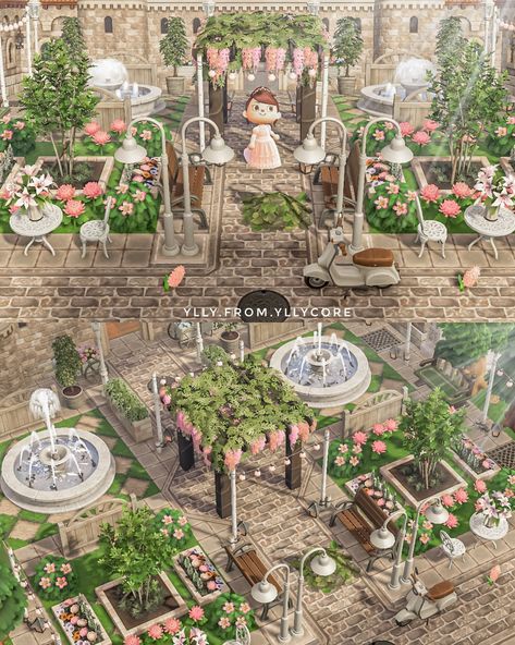 Acnh Spa, Acnh Elegant, Acnh Entrance, Pink Island, Acnh Patterns, Animal Crossing 3ds, Ac New Leaf, Animal Crossing Guide, Acnh Inspiration