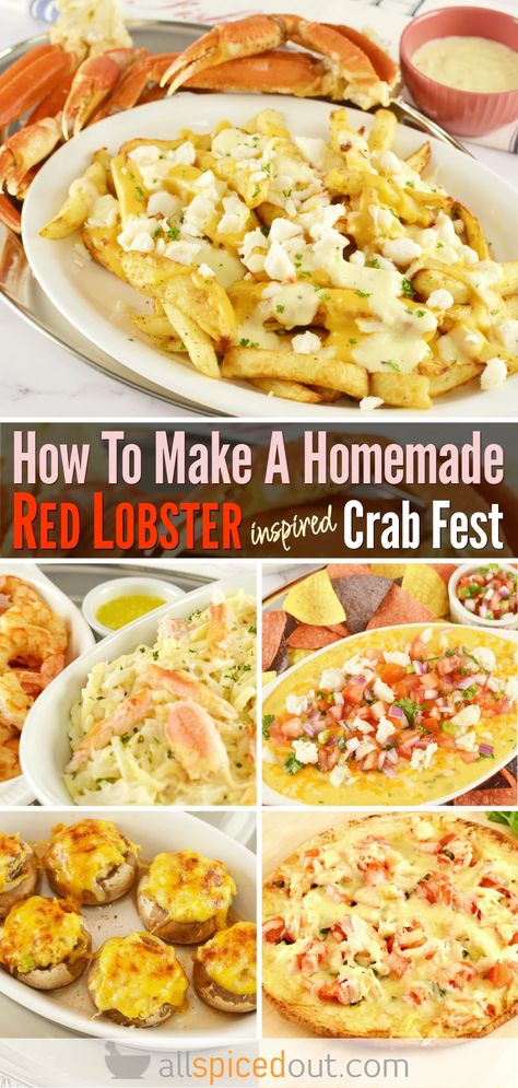 How To Make A Homemade Red Lobster Crab Fest Menu Copycat Restaurant Recipes Red Lobster, Crab Queso, Crab Feast Party, Easy Crab Recipes, Deviled Crab Recipe, Alfredo Linguini, Lobster Appetizers, Crab Alfredo, Deviled Crab