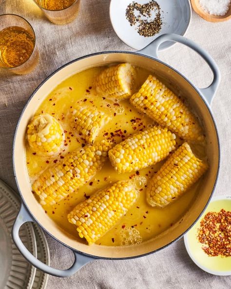 Hot Honey Butter Bath Corn | Kitchn Boiled Corn, Corn Dishes, Buttered Corn, Sweet Butter, Peaches And Cream, Corn Recipes, Corn On The Cob, Family Cooking, Honey Butter