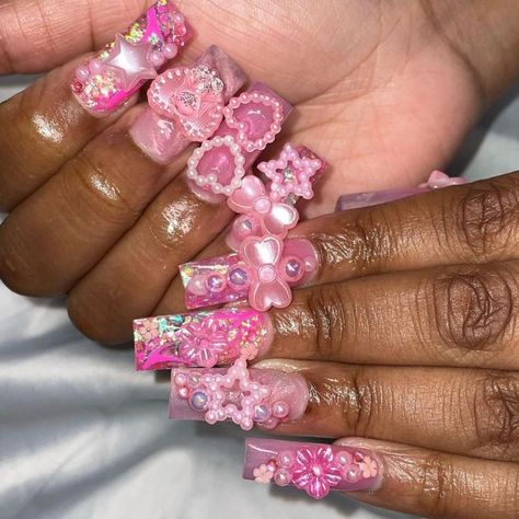 Nails For 15 Yrs Old, Nails For 15, Long Acrylic Nail Designs, Cute Acrylic Nail Designs, Long Acrylic, Fire Nails, Long Acrylic Nails, Cute Acrylic Nails, Cute Makeup