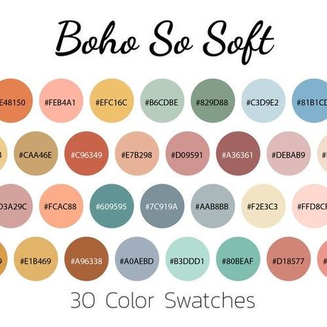 Bohemian Color Palette, Swatches Color, Hex Color Palette, Bright Boho, Bohemian Colors, Color Palate, Color Palette Design, Digital Drawings, Hex Colors Boho Procreate Color Palette, Boho Color Palette With Hex Codes, French Bakery Color Palette, Free Color Palettes, Cozy Home Color Palette, Hex Code Palette, Indie Color Palette, Color Pallets With Hex Codes, Antique Color Palette