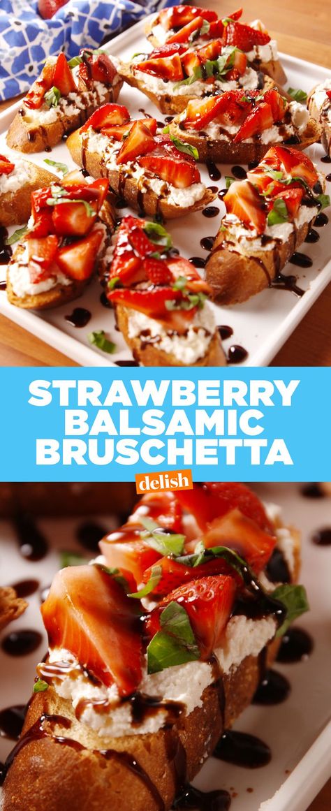 Bruschetta Recipe Balsamic, Fancy Apps, Balsamic Bruschetta, Strawberry Balsamic, Bruschetta Recipe, Recipes Appetizers, Summer Appetizer, Appetizers For Party, Balsamic Vinegar