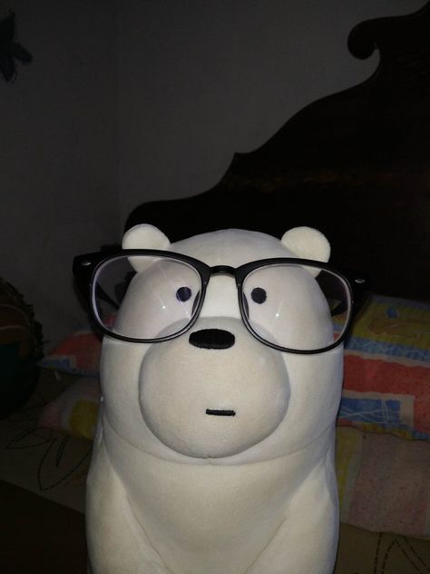 Snoopy With Glasses, Plushies With Glasses, Ice Bear Pfp, Bear With Glasses, Discord Pfps, Ice Bear, Ice Bears, Cute Small Animals, Cute Makeup Looks