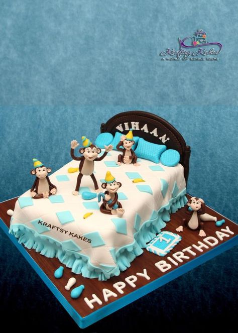 Monkey Birthday Cakes, Nursery Rhyme Party, Second Birthday Cakes, Monkey Birthday Parties, Cake Story, Monkey Cake, Five Little Monkeys, Monkey Birthday, 3rd Birthday Cakes