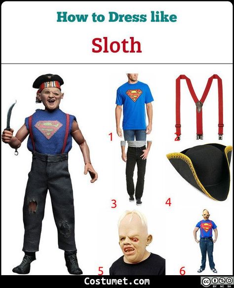 Sloth (The Goonies) Costume for Cosplay & Halloween 2021 Goonies Halloween Costume, Sloth Costume Diy, Goonies Characters, Goonies Costume, Sloth Costume, Sloth Goonies, Tricorn Hat, Movie Character Costumes, Red Suspenders