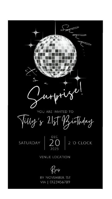 fiesta Birthday Ideas Surprise, Surprise Birthday Ideas, Surprise Party Invite, Husband Birthday Surprise, Birthday Morning Surprise, Surprise Party Invitations, Text Message Invitations, Happy Birthday Black, Sweet Sixteen Birthday Party Ideas