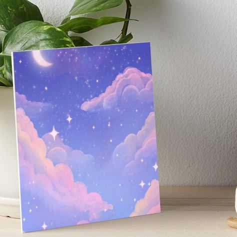 Professionally printed on firm, textured mat boards perfect for desks and shelves. Supplied with 3M velcro dots to easily affix to walls. Available in standard sizes. Night Sky Art Painting, Sky Painting Aesthetic, Aesthetic Pintura, Relaxing Crafts, Pantone Cards, Cloud Room, Clouds Painting, Painting Clouds, Night Sky Art