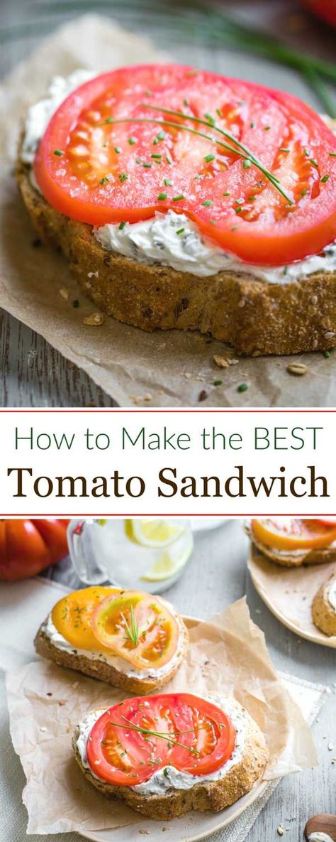 Just 4 ingredients and 3 minutes to summertime bliss! Use your very best tomato and a bakery-fresh, grainy loaf of bread to create delicious magic in just minutes! Our best-ever Open-Faced Tomato Sandwich is so quick and easy, yet absolutely, scrumptiously beautiful in its pure simplicity! Try it once, and this is the sandwich you’ll crave all summer long! | tomato recipes | heirloom tomatoes recipes | open faced sandwich | sandwich recipes | summer recipes | www.TwoHealthyKitchens.com Tomato Sandwich Recipes, Heirloom Tomato Recipes, Lighter Meals, Tomatoes Recipes, Best Sandwich Recipes, Prep Meals, Open Faced Sandwich, Recipes Summer, Veggie Sandwich