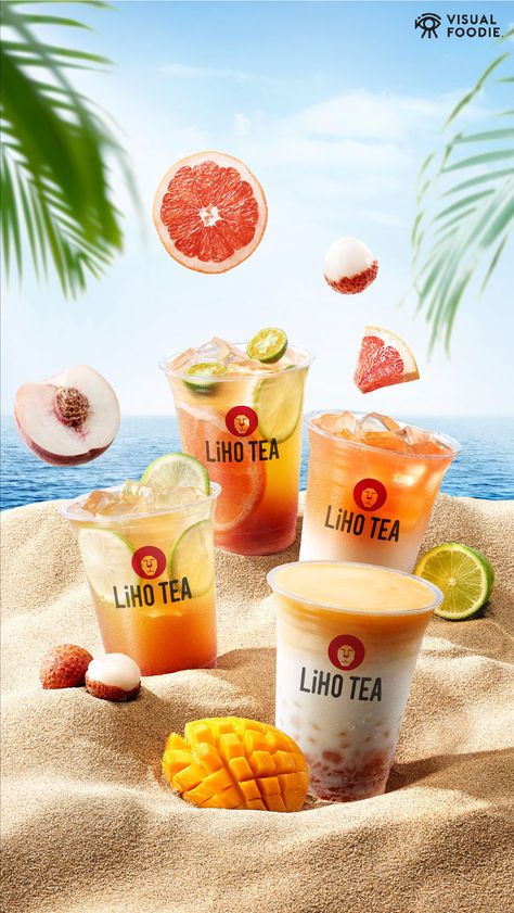 LiHO TEA SUMMER CAMPAIGN on Behance Summer Drinks Creative Ads, Drink Banner Design Ideas, Summer Drinks Menu Design, Summer Advertising Design, Summer Cosmetics Design, Food Campaign Design, Summer Ads Design, Summer Campaign Advertising, Summer Campaign Design