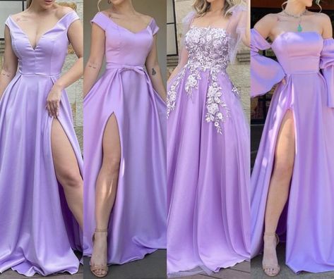 #vestidos #dresses Vestido Color Lila, Day Wedding Outfit, Lavender Gown, Lilac Bridesmaid, Cheap Bridesmaid Dresses Online, Simple Satin, Lavender Bridesmaid Dresses, Lilac Bridesmaid Dresses, Satin Evening Gown