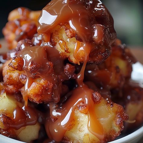 Caramel Apple Fritter Bites Caramel Apple Fritters, Caramel Apple Fritter Bites, Caramel Apple Fritters 12 Tomatoes, Apple Fritter Bites, Caramel Apple Bites, Apple Pastry, Caramel Apples Easy, Apple Bite, Canned Apples