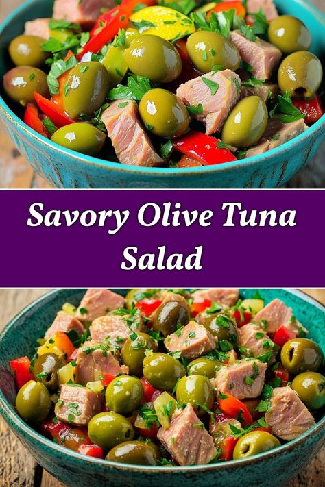 Dive into the fresh and flavorful world of my Savory Olive Tuna Salad! Made with flaky tuna, crisp bell peppers, and briny olives, this salad is perfect for any meal or as a refreshing snack. Packed with protein and bursting with vibrant colors, it’s a dish that’s not only delicious but also visually appealing. Whether you serve it on its own, on a bed of greens, or as a filling for a sandwich, you won’t be disappointed. Try making it for your next gathering and watch it disappear! Tuna Salad Sandwich Recipe, Tuna Dishes, Green Salad Dressing, Tuna Salad Sandwich, Refreshing Snacks, Tuna Salad Recipe, Red Onion Relish, Breakfast Salad, Onion Relish