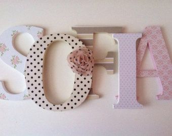 Browse unique items from SummerOlivias on Etsy, a global marketplace of handmade, vintage and creative goods. Wooden Letter Ideas, Wooden Letters For Nursery, Wooden Wall Letters, White Nursery, Letter A Crafts, Letter Wall, Wood Letters, Country Art, Shabby Chic Style