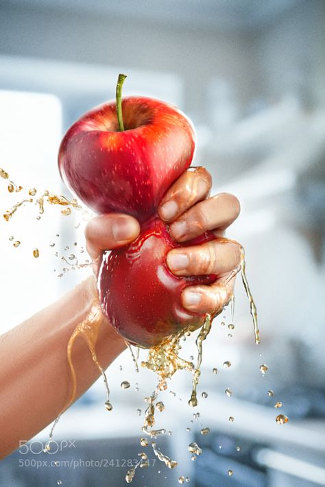 A male hand squeezes fresh juice. Pure apple juice pouring out from fruit into glass by vova130555 Splendid Spoon, Juice Ad, Apple Images, Apple Stock, Apple Background, No Bake Bars, Chilli Pepper, Art Courses, Islamic Art Calligraphy