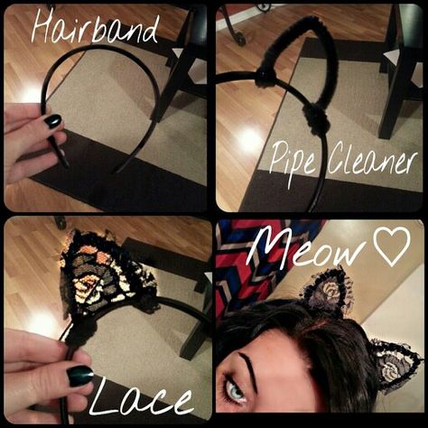 Ruby, let's do some so we can match the baby! Cat Ears Diy, Diy Cat Ears, Catwoman Cosplay, Justice League Wonder Woman, Cat Woman Costume, Diy Cat, Cosplay Tips, Birthday Gifts For Best Friend, Lace Headbands