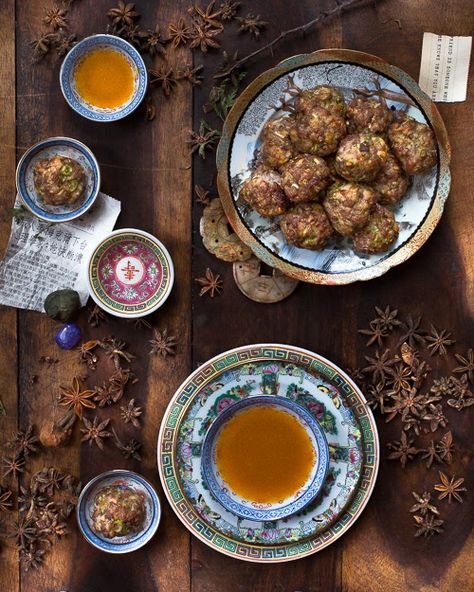 Peking Duck Meatballs Duck Meatballs, Buttered Cabbage, Peking Duck, Five Spice Powder, Hoisin Sauce, East Asian, Marjoram, Breakfast Breads, Pan Set