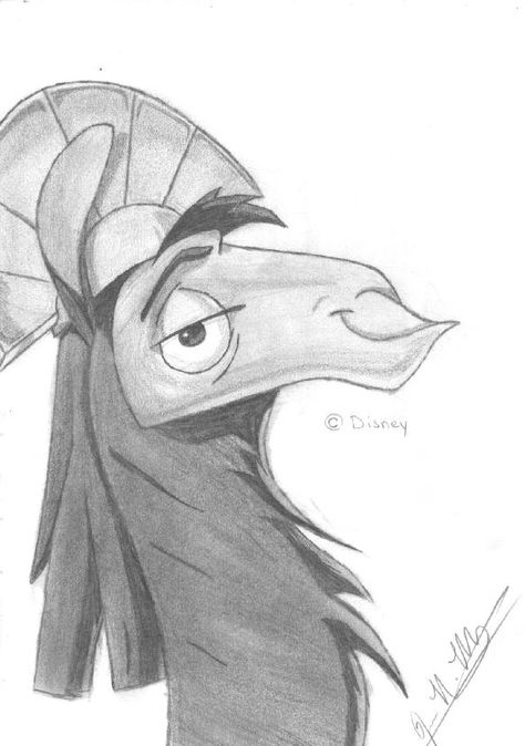 kuzco llama Kuzco Llama Drawing, Kuzco Disney, Disney Character Sketches, Disney Canvas Paintings, Disney Movie Art, Disney Character Drawings, Easy Disney Drawings, Disney Drawings Sketches, Disney Paintings