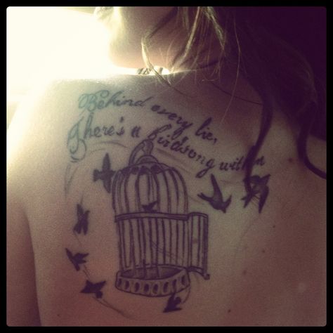 Combined a very personal quote from my favorite band, Chevelle, and pieced it together with an old fashioned bird cage and sparrows. Birdcage Tattoo, Cage Tattoos, Ink Therapy, Badass Tattoos, Band Tattoo, Sparrows, Personal Quotes, Bird Cage, Tattoos And Piercings