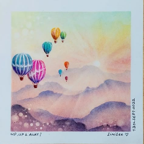 Nagomi Pastel Art, Nagomi Art, Soft Pastel Art, Flower Acrylic, Watercolor Paintings For Beginners, Bullet Journal Design Ideas, Art Idea, Hot Air Balloons, Air Balloons