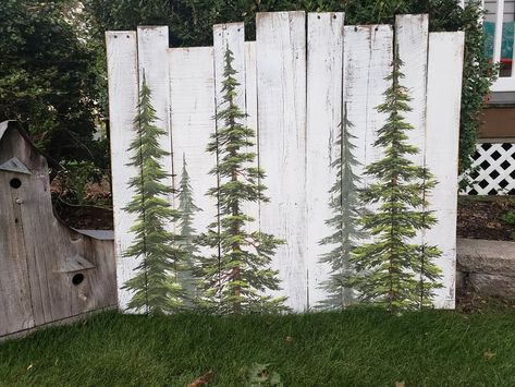 Couch Art, Headboard Art, Pine Tree Painting, Pallet Wall Art, Painted Wall Art, Wood Pallet Art, Eco Friendly Art, Fence Art, Grand Art Mural