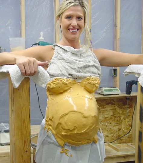 Making a pregnant belly casting with Accu-Cast alginate. This is the layer of our 590-IBG alginate applied directly to the model's skin. A layer of reinforcing plaster bandages is applied next.  For complete procedural guides to this and other lifecasting projects, visit www.accu-cast.us Alginate Casting, Pregnancy Belly Cast, Pregnant Belly Cast, Life Casting, Siamese Twins, Pregnant Belly Painting, Belly Casting, Pregnancy Belly, Interesting Facts About Yourself