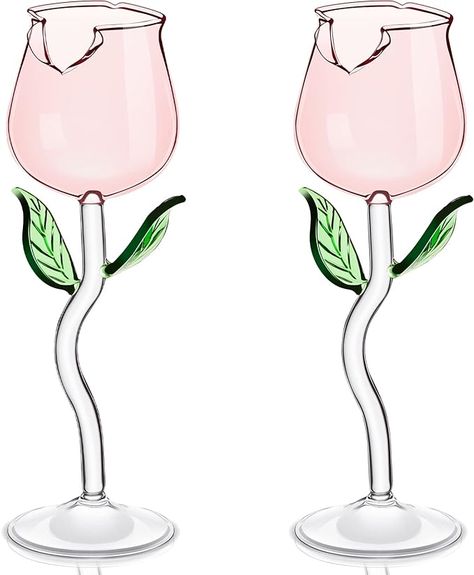 Amazon.com | 2 Pack Creative Rose Wine Glasses 6oz Crystal Red Wine Glasses Rose Flower Goblet Wine Cocktail Juice Glass for Party Bar Wedding: Wine Glasses Gold Votive Candle Holders, Gold Votive Candles, Rose Wedding Theme, Cocktail Juice, Rose Cocktail, Rosé Theme, Sharpie Mug, Juice Glass, Bar Wedding