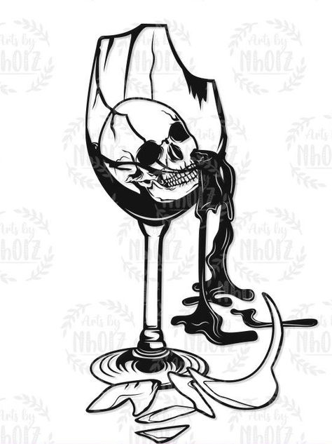 Skeleton Wine Glass Tattoo, Skeleton Hand Holding Wine Glass Tattoo, Liquor Tattoo, Skull Wine Glass Tattoo, Wine Glass Spilling Drawing, Wine Bottle Drawing, Skull Drink Tattoo, Glass Stencil, Arm Tats