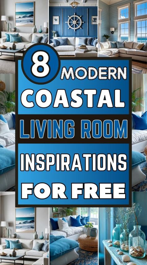 Beach Home Living Room Ideas, Modern Coastal Living Room Furniture, Rustic Coastal Living Room Ideas, Beach Theme House Interior Design, Colorful Coastal Living Room, Coastal Living Rooms Brown Couch, Ocean Living Room, Elegant Coastal Living Room, Contemporary Coastal Living Room