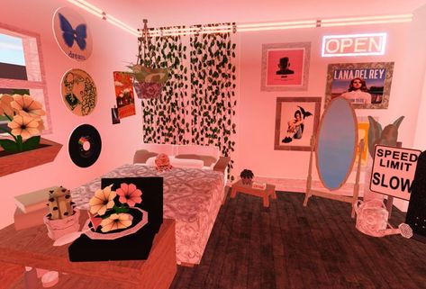 mal 🕸 on Instagram: “I attempted on a indie room 🍄💟✨ what do you guys think? record player idea: @trxshb1n vinyl decals: @ludosdecals --- #roblox #bloxburg…” Bloxburg Room Ideas Indie, Bloxburg Indie House, Indie Room Bloxburg, Cuartos Bloxburg, Bloxburg Room Ideas Aesthetic Bedroom, Bloxburg Room Ideas Aesthetic, Room Ideas Indie, Bedroom Ideas Indie, Bedroom Ideas Bloxburg