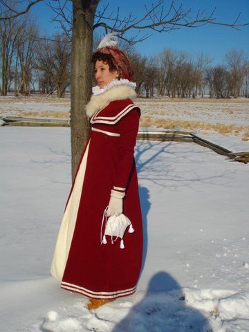 Reproduction regency coat. Regency Era Winter Dress, Regency Winter Dress, Regency Era Winter Fashion, Winter Regency Dress, Regency Winter Fashion, Regency Pelisse, Regency Spencer, 1820 Fashion, Regency Clothing