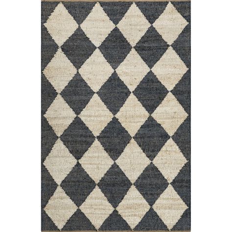 Arvin Olano x Rugs USA Louie Diamond Checkerboard Jute Charcoal Area Rug & Reviews - Wayfair Canada Charcoal Dining Room, Scandinavian Area Rugs, Jute Area Rug, Geometric Floor, Diamond Rugs, Rug Sizes, Target Rug, Checkered Rug, Jute Area Rugs