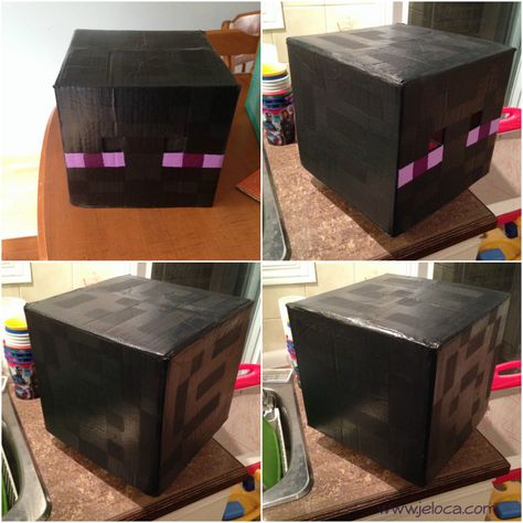 Some of you may, like me, be suddenly realizing there are only ten days left until Halloween.  No stress – there’s still plenty of time to make a Minecraft Enderman costume, complete wi… Minecraft Halloween Costume, Easy Costumes To Make, Minecraft Heads, Minecraft Enderman, Minecraft Costumes, Led Stick, Treat Basket, Diy Minecraft, Diy Halloween Costumes For Kids