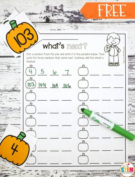 Pumpkin Number Sequencing - The Stem Laboratory What Number Comes Next, Centers First Grade, Fall Math Centers, Halloween Math Centers, Pumpkin Math, Pumpkin Unit, Halloween Math Activities, First Grade Lessons, Classroom Lesson Plans